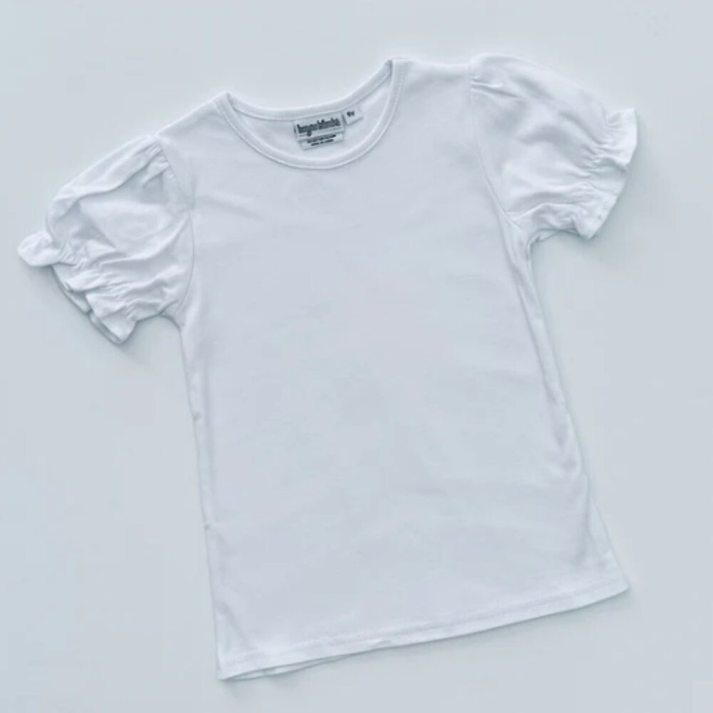 Ruffled Short Sleeve White T-Shirt - Embroidery Blanks!